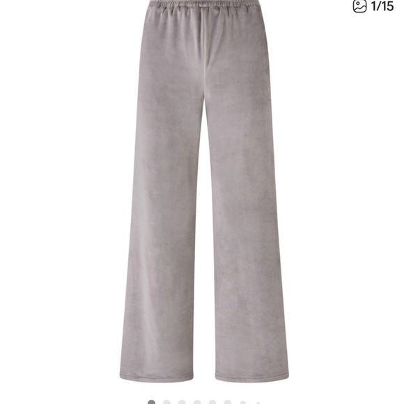 SKIMS Velour Wide Leg Lounge Pant elastic waist Women’s SIze XL. EUC Smoke - Picture 3 of 5